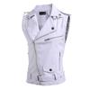 Hot + Men's Leather Vest Slim Fit Multi Zipper Lapel Short Leather Vest Jacket 5641