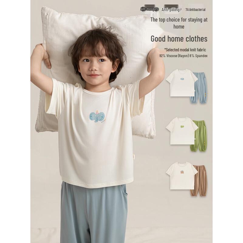 Boys 7A Antibacterial Zero-Pressure Cartoon Summer Pajama Set 90 cm