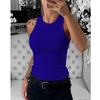 Frauen Solide Rundhals Gerippte Tank Top Leibchen Frauen Sommer Grundlegende Elastische Tank Top O Neck Solide Tank Top Plus größe
