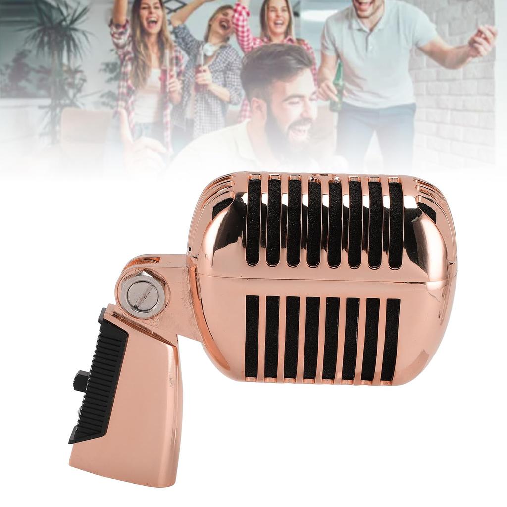 Luocute Classic Retro Dynamic Vocal Microphone Rose Gold Vintage Cardioid Unidirectional Self-Tension Rotation KTV Studio Recording