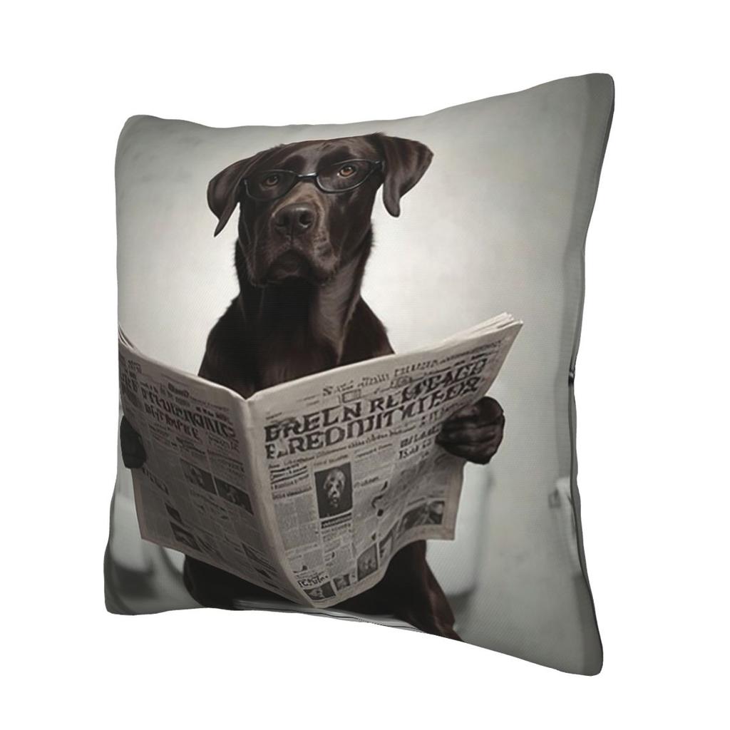 Chocolate Labrador Reading A Newspaper Square Pillowcase Pillow Cover Cushion Decor Comfort Throw Pillow for Home Car
