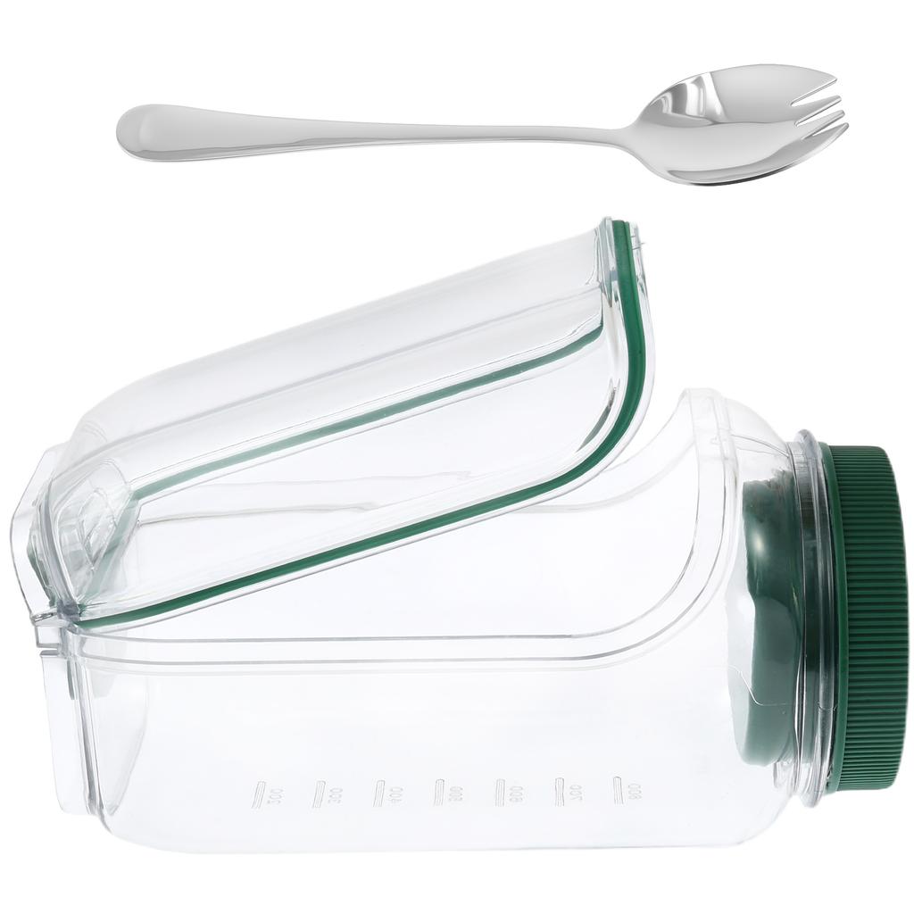 Salad Pod Multi-functional Food Storage Canister Portable Salad Jar with Lid Stainless Steel Fork Sealed Plastic Salad Container