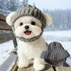 Pet Knitted Hat Red Warm Dog Beanie with Ear Holes Festive Winter Warm Pet Headwear Knitted Hat for Small Medium Dogs