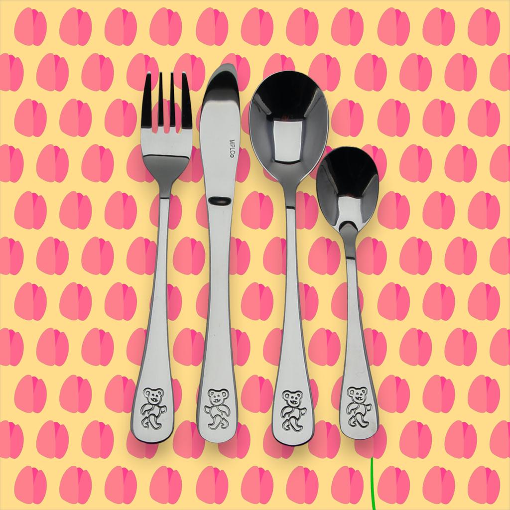 Children'S Cutlery Set Steel Spoon Fork Knife Spoon 4 Electric Set