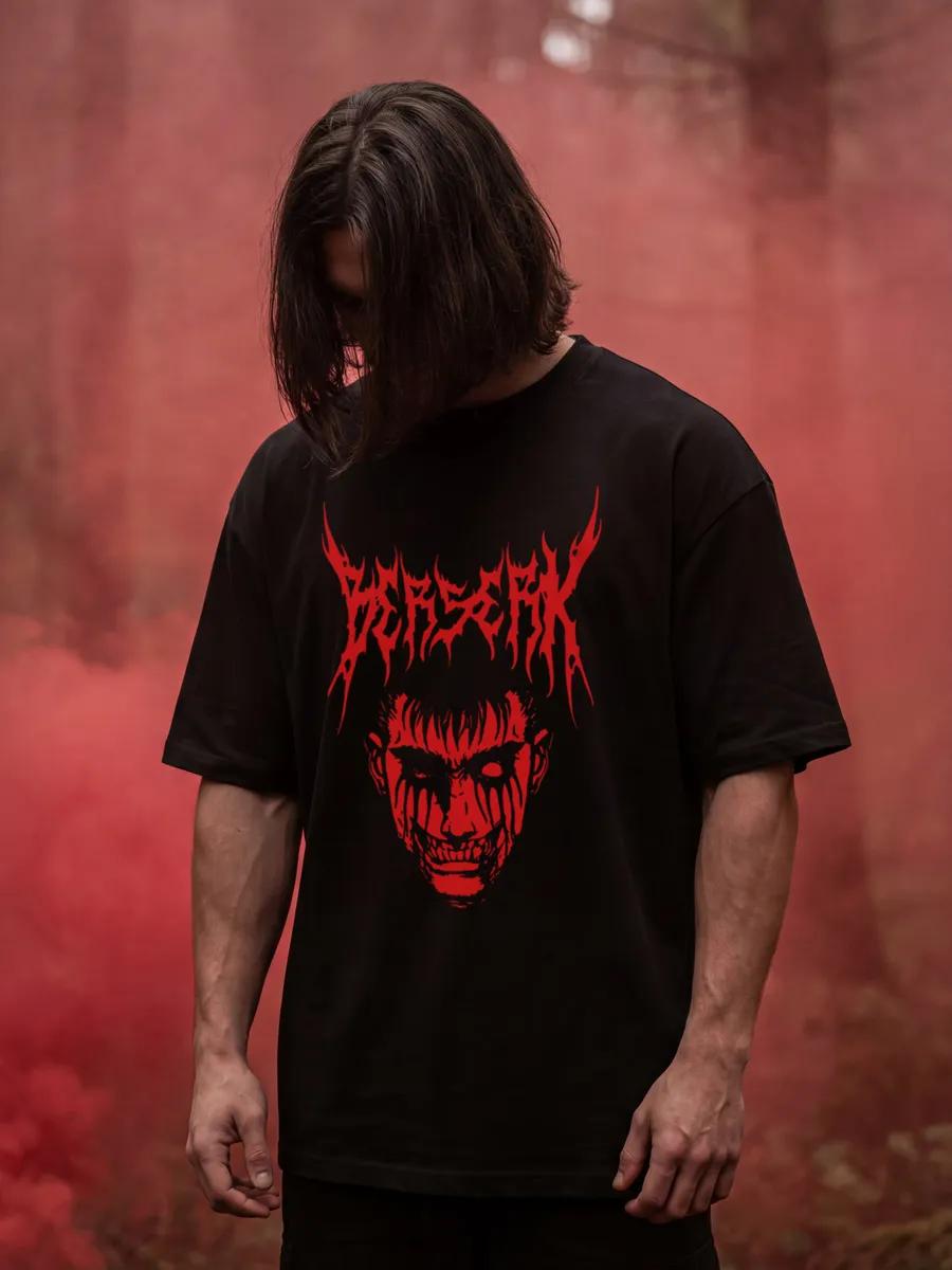 Oversized Thick T-shirt with Anime Berserk print S