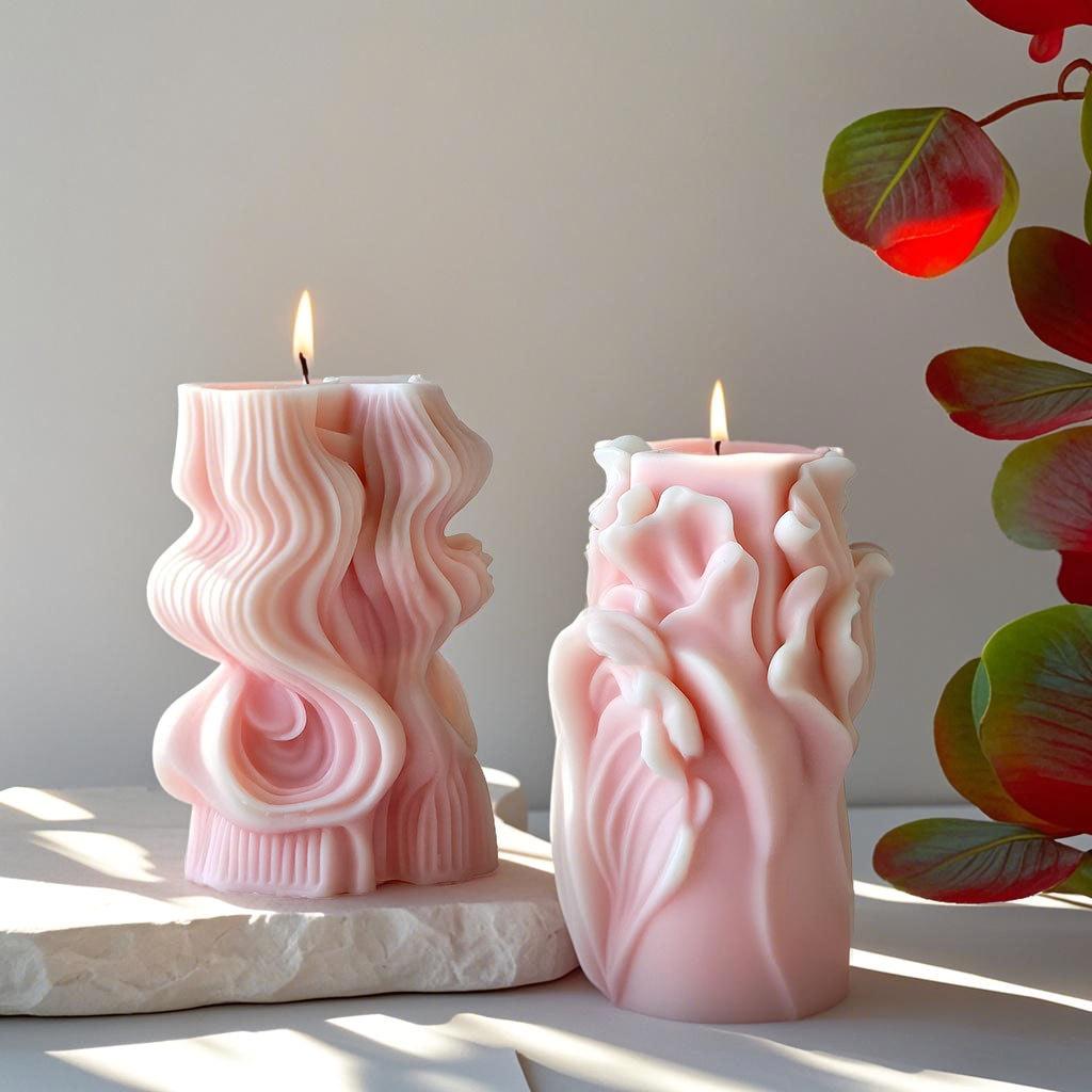 Geometric Wave Cylinder Silicone Mold Handmade Aroma Candle Plaster Pillar Ornaments Mould Candle Making Supplies