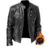 Mode Herr Konstläderjacka Slim Fit Ståkrage PU-jacka Herr Vindsäker Motorcykel Revers Diagonal Dragkedja Jackor Herr