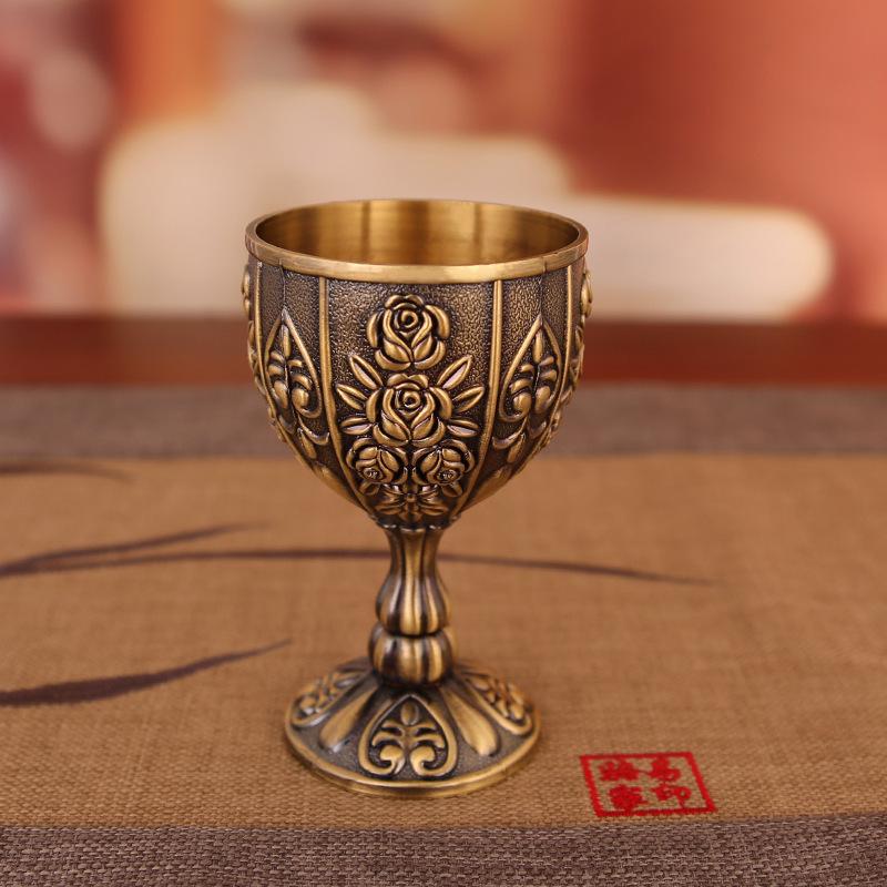 Weinglas Baijiu-Tasse Kürbistasse Große Baijiu-Metalltasse Europäisch-Amerikanische Relief-Metalltasse Reise-Handwerkskunst