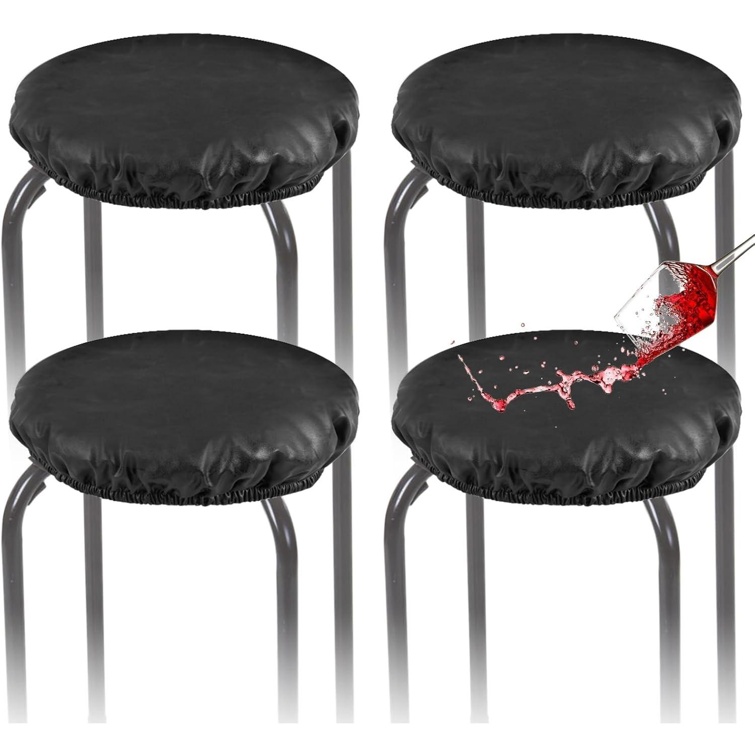 

Stool Covers Round Waterproof, Round Bar Stool Covers PU Leather, Waterproof Round Bar Stool Seat Covers, Round Bar Chair Slipcover чёрный