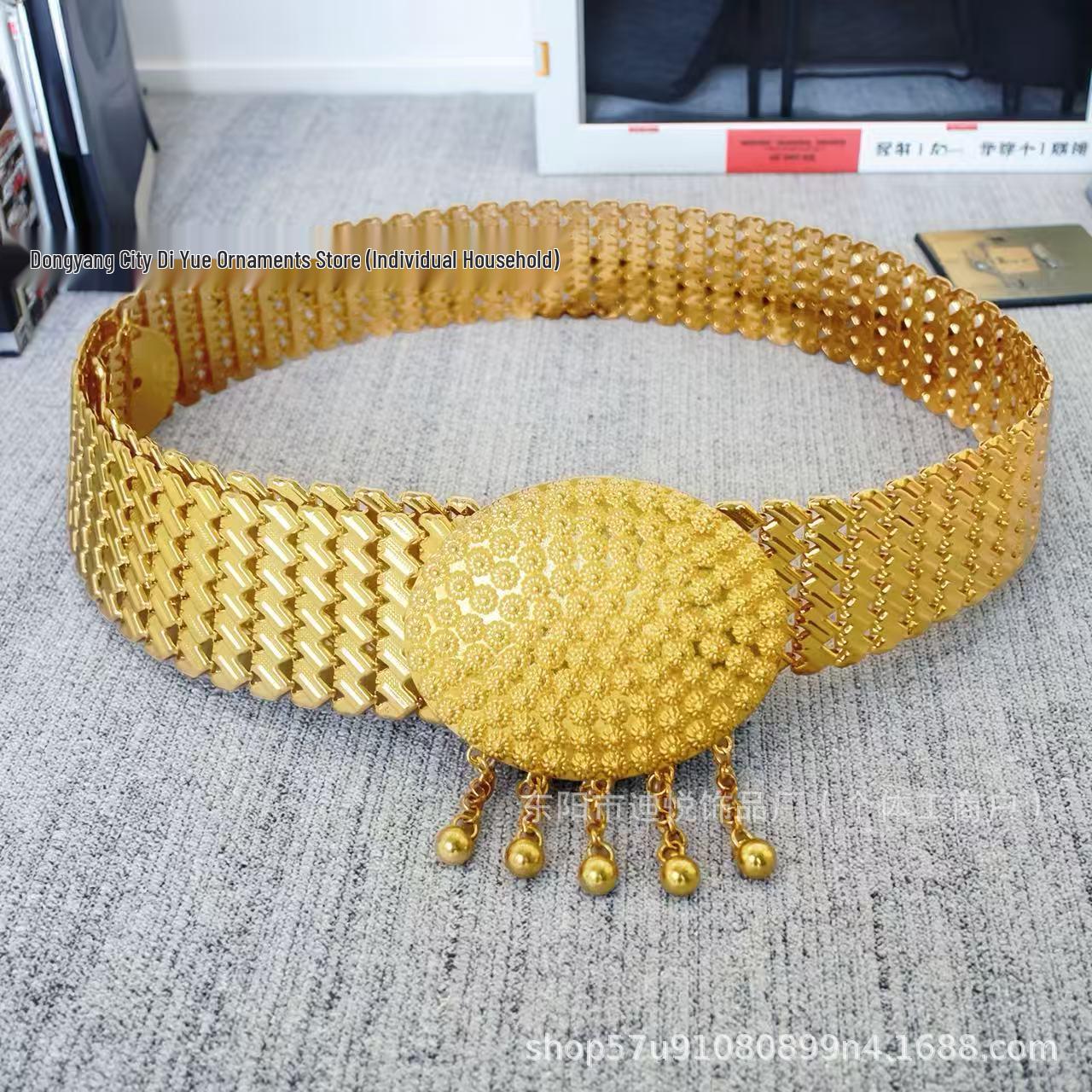 Hot-Selling Gold-Plated Waist Belt: Retro Ethnic Style for Women s Long Skirts