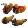 Warm Romantic Room Accent 1 Pair Wedding Ducks Ornament, Hand-Painted Wooden Mandarin Duck Statues, Color Lasting Vivid Statue Garden Bird Statue,