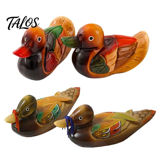Warm Romantic Room Accent 1 Pair Wedding Ducks Ornament, Hand-Painted Wooden Mandarin Duck Statues, Color Lasting Vivid Statue Garden Bird Statue,