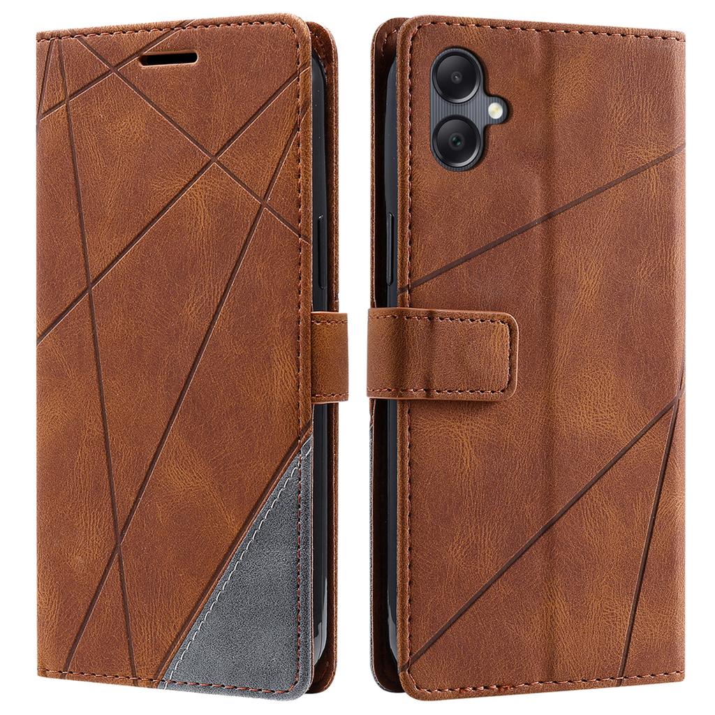 For Samsung Galaxy A06 4G Case Imprinted Lines PU Leather Splicing Wallet Phone Cover