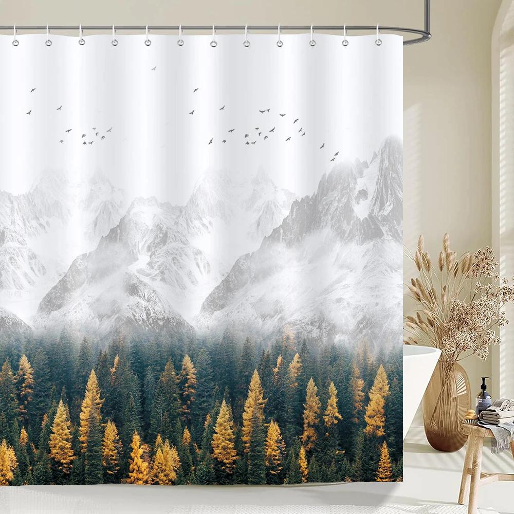 Scenery 3D Bathroom Curtains Natural Landscape Printed Shower Curtains With Hooks Home Decoration Waterproof Fabric Bath Screen