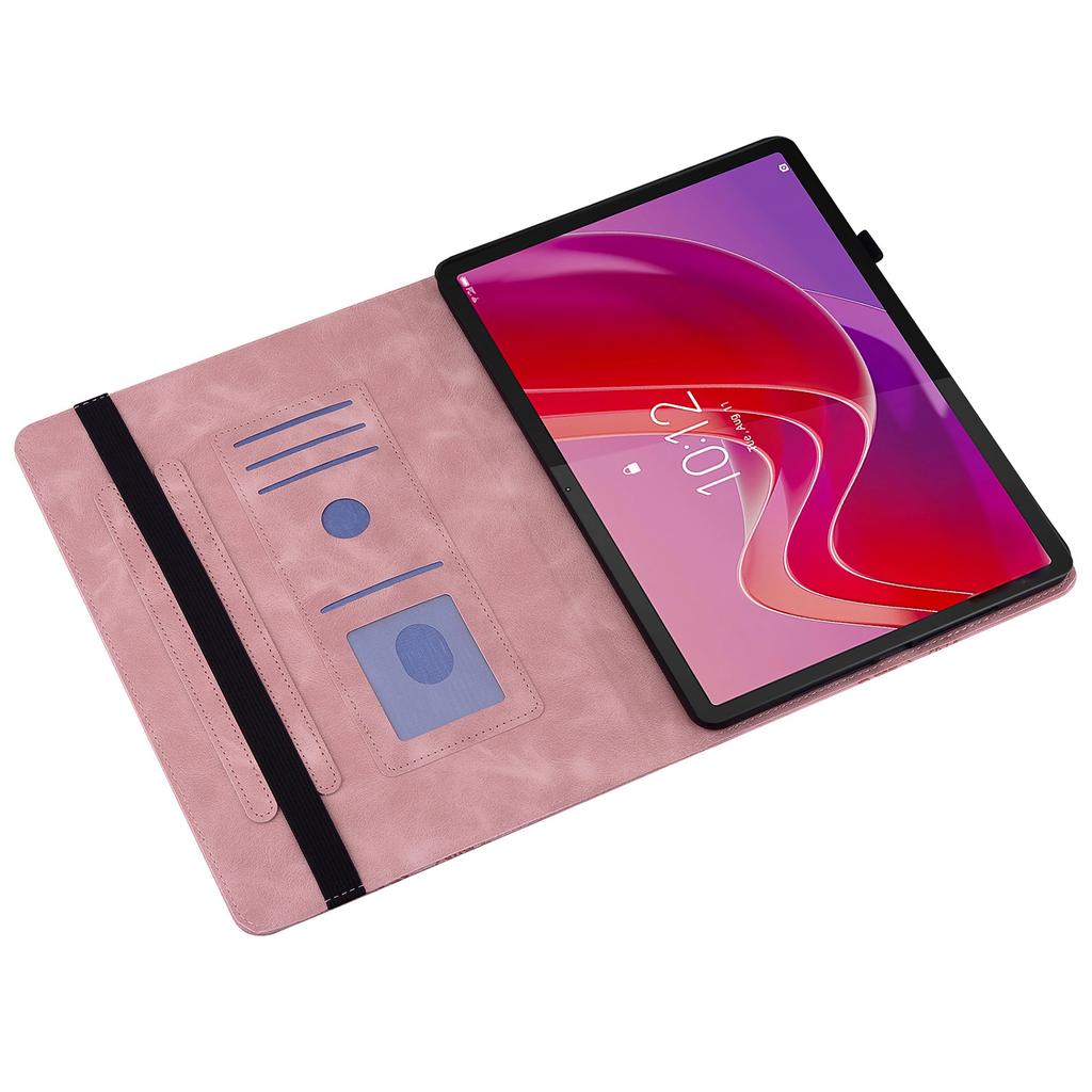 For Lenovo Tab M11 (TB-330FC)/Xiaoxin Pad 11 2024 (TB-331FC) Leather Case Heart Imprint Foldable Stand Card Slot Stylus Holder Tablet Cover