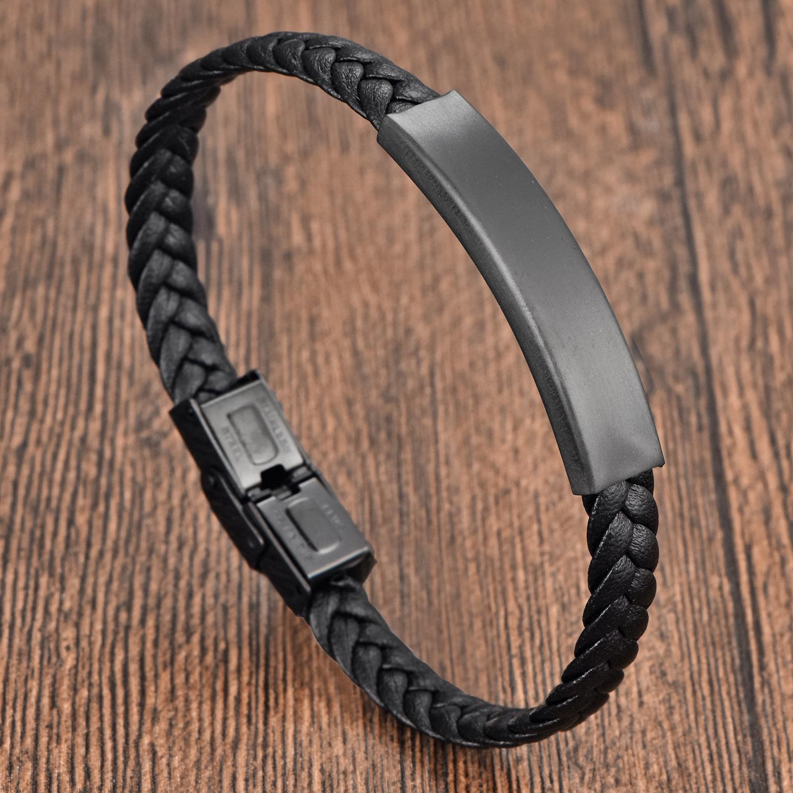 2026 Black Leather Rope Cowhide Men s Simple Woven Bracelet Handmade Multi-layer Leather Bracelet 21CM