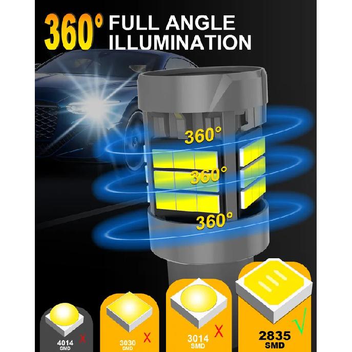 2pcs 1156 BA15S P21W Car Led Reverse Signal Light 6000K Bright White High Power Error Free With Small Cooling Fan For Hyundai