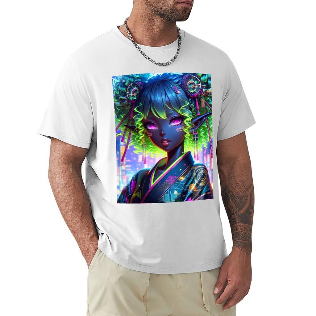 Das Cyber Siren T-Shirt Grafik-T-Shirt Übergröße Kleidung Croswit Shirt Mann Herren Grafik-T-Shirts Hip Hop