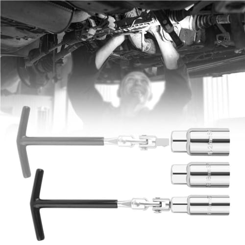 Spark Plug Wrench, 6-Corner Socket Wrench, Set of 4, 16mm, 18mm, 21mm, T-Handle, Multi-Function Removal Tool, Vehicle Maintenance Tool, Multi-Angle Ac
