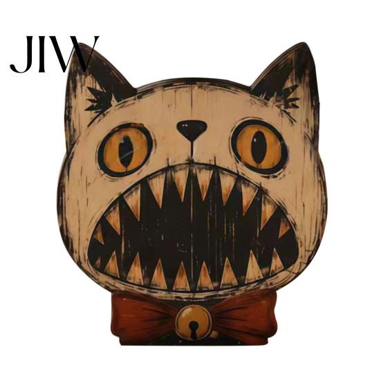 Premium Solid Wood Art Halloween Wooden Ornaments, Distressed Pumpkin/Cat Decorations, Desktop & Wall Durable Tabletop Decors for Autumn Harvest