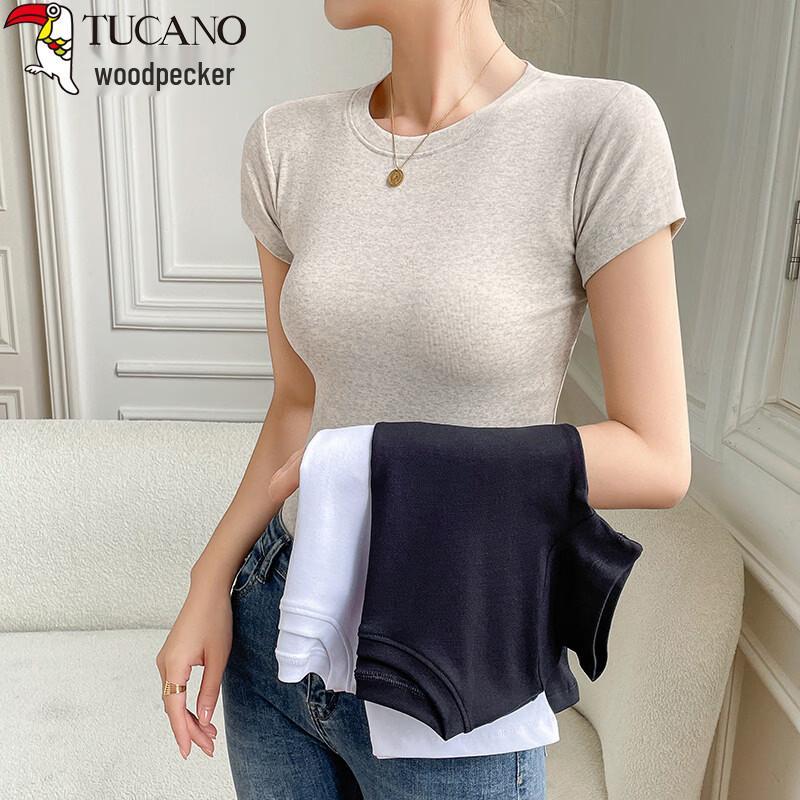 Woodpecker Women's Ribbed Short Sleeve Slim T-Shirt