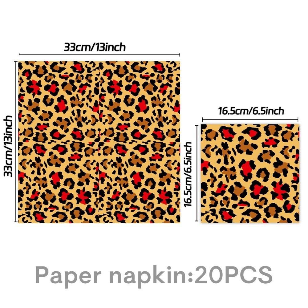 96PCS Happy Birthday Banner Cheetah Print Birthday Decorations Napkin Thicken Tableware Set Leak-proof Tablecloth