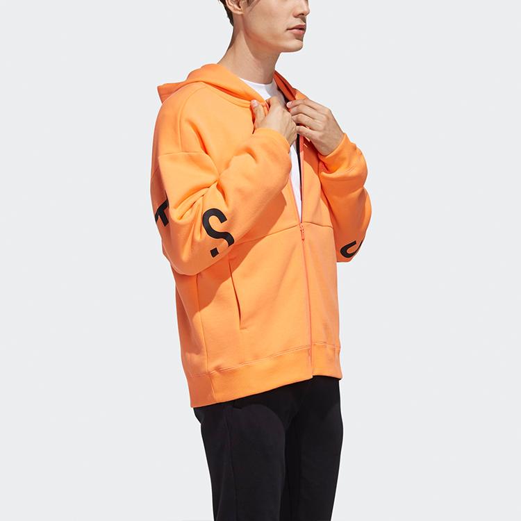 adidas Sport 2 Street Letter Print Sports Casual Hooded Jacket Men Jacket Orange ED1996
