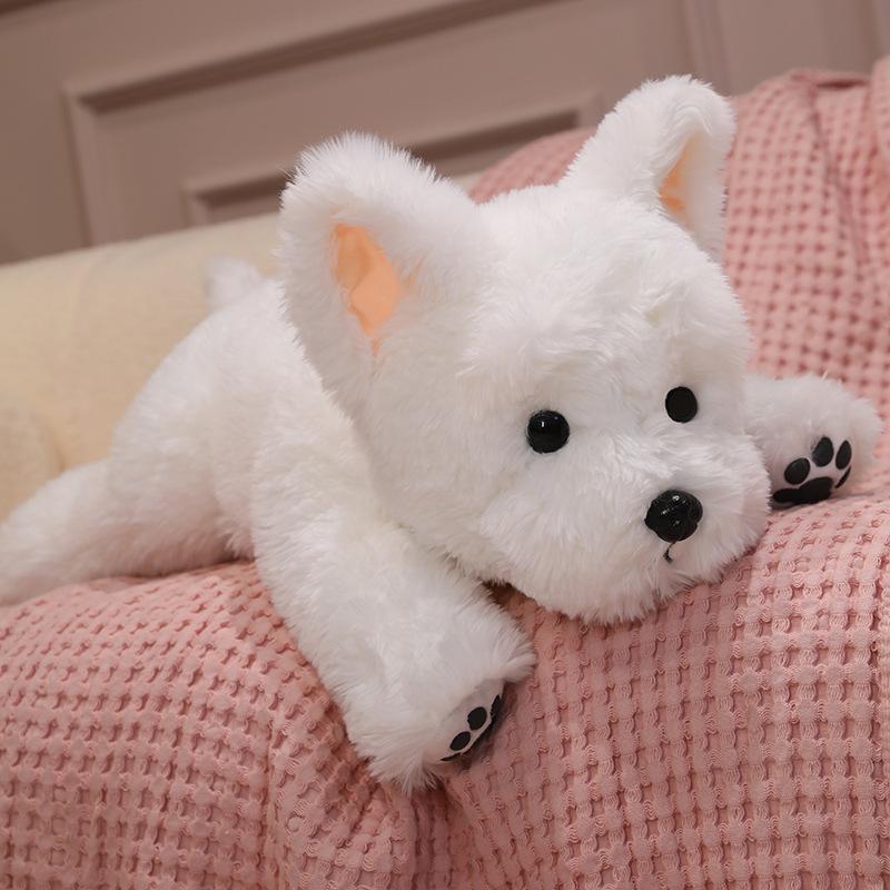 Söt West Highland White Terrier Gosedjur Plyschleksak Docka Flicka Sovkudde Nalle Docka Stor Födelsedagspresent