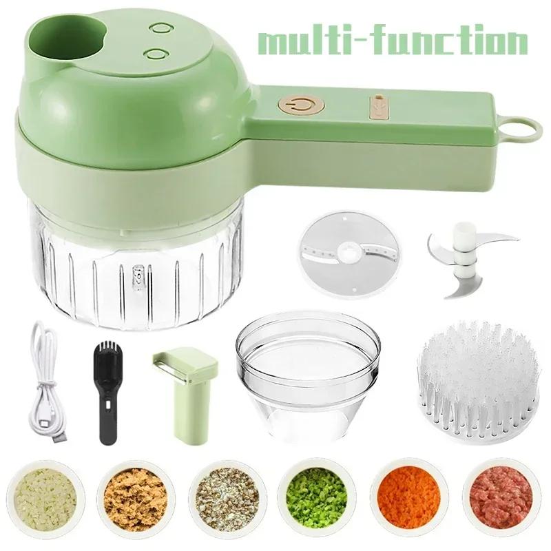 4In1 Multifunzionale Elettrico Taglierina di Verdure Affettatrice Aglio Fango Masher Aglio Chopper Taglio Premendo Mixer Fetta di Cibo