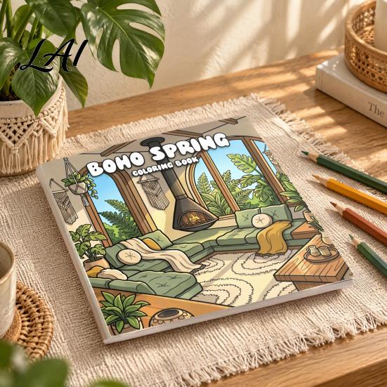 Detailed Illustration Coloring Pads Boho Spring Book Relaxation Stress Relief Line Art Patterns Creative Hobbies for Portable Supplies Home