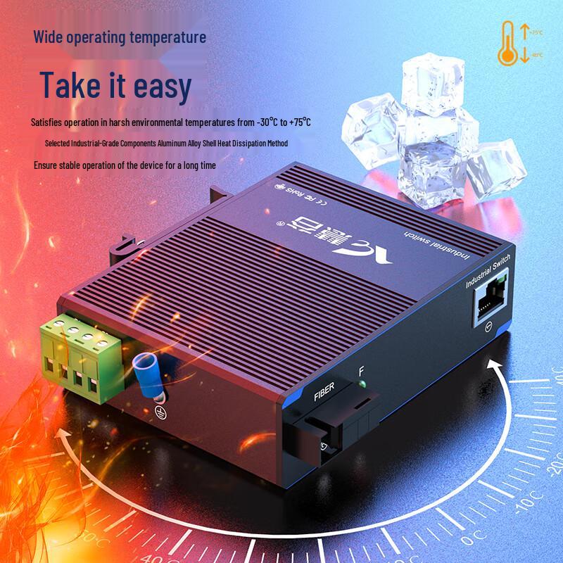 Huigu Industrial DIN Rail Fiber Optic Transceiver Switch
