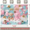 2D Blue Pink Teddy Bear Baby Shower Backdrop, Gender Reveal Photo Background