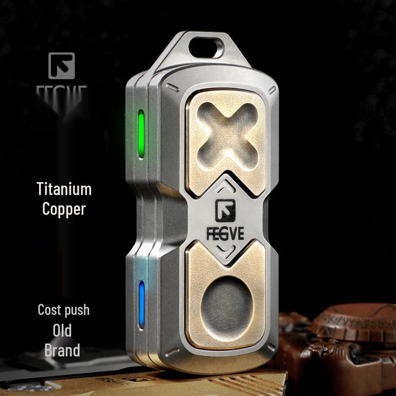 Fegve Titanium Alloy EDC Toy: Magnetic Push Card Triple Decompression Gadget Standard