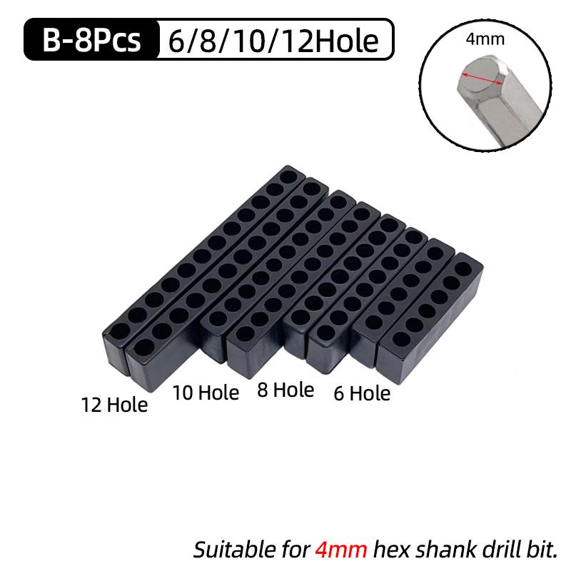 10Pcs Set 6/8/10/12/15 Holes 6.35mm/4mm Hex Shank Screwdriver Bit Holder Plastic Drill Bit Head Storage Hand Tools Accessories