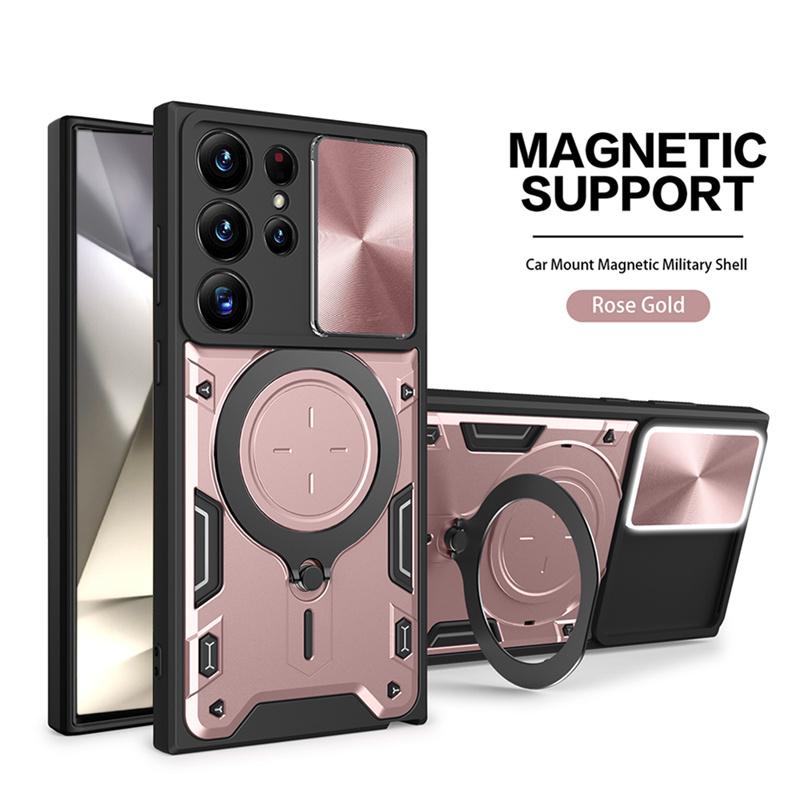 

Чехлы-броня с защитой камеры-слайдера для Samsung Galaxy S24 S23 S22 Ultra S21 Plus S20 FE Магнитная вращающаяся на 360 градусов подставка-кольцо S22