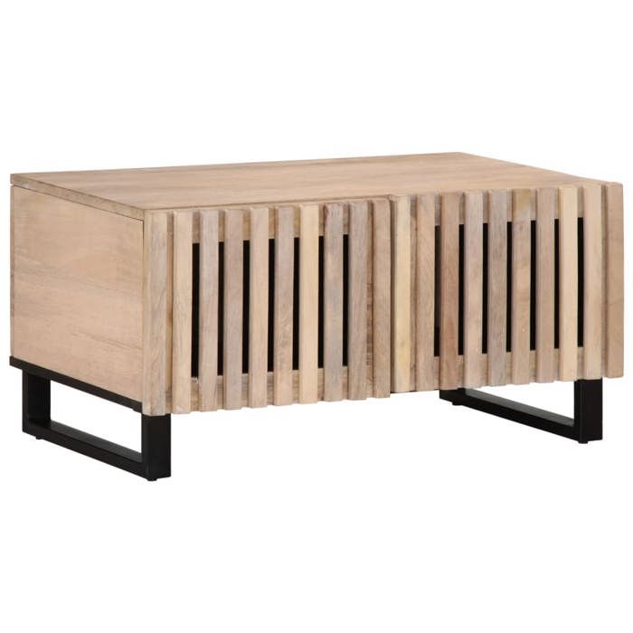 VidaXL Table basse blanc 80x51x40 cm bois de manguier massif, table d'appoint, table de salon, table de bout, table de 377464