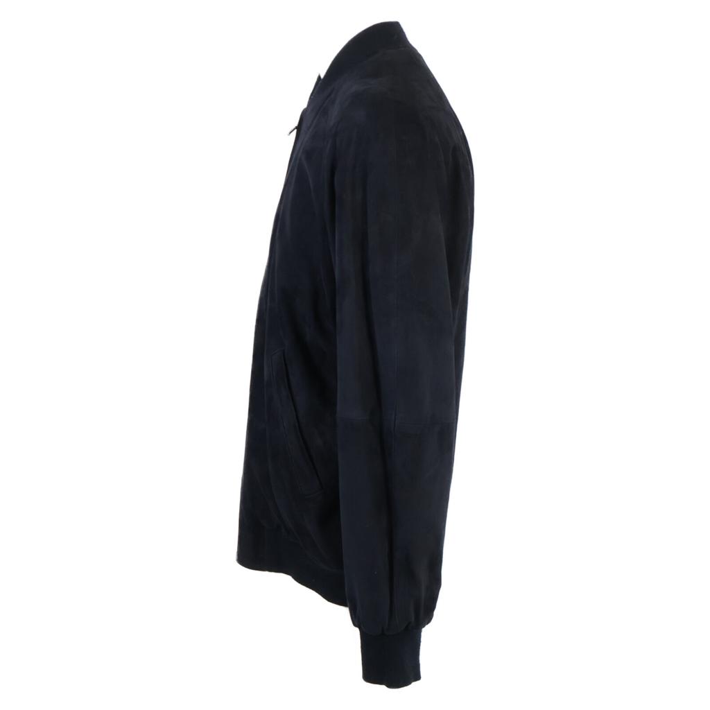 HERMES [Excellent Condition] Suede Zip-Up Bomber Jacket 48 NavyUsed