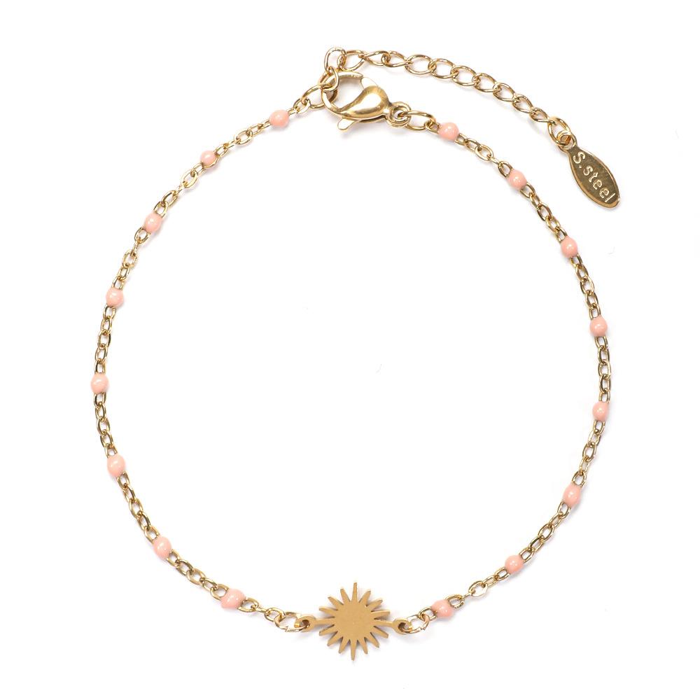 1pc Fashion Stainless Steel Bracelet Sun Enamel Drop oil Bracelet for Woman Summer Beach Party Jewelry