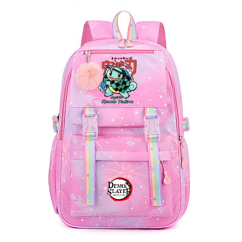 Anime Demon Slayer Backpack Computer Bagpack Sweet Soft Backpack Printed Girl Lightweight Schoolbag for Women Travel Leisure Bag Rucksack Mochila