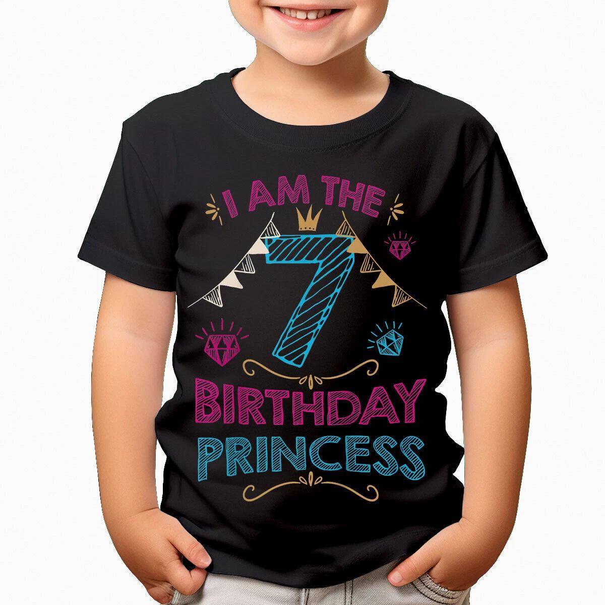 I Am The 7 Birthday Princess Childrens Personalised Girl Gift Kids T Shirt#RL 120