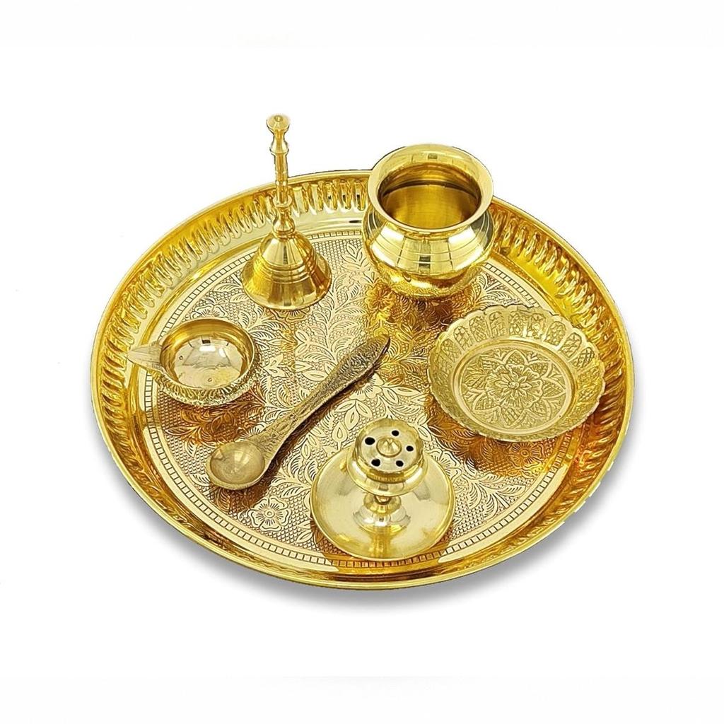Brass Pooja Thali Set 20.32CM