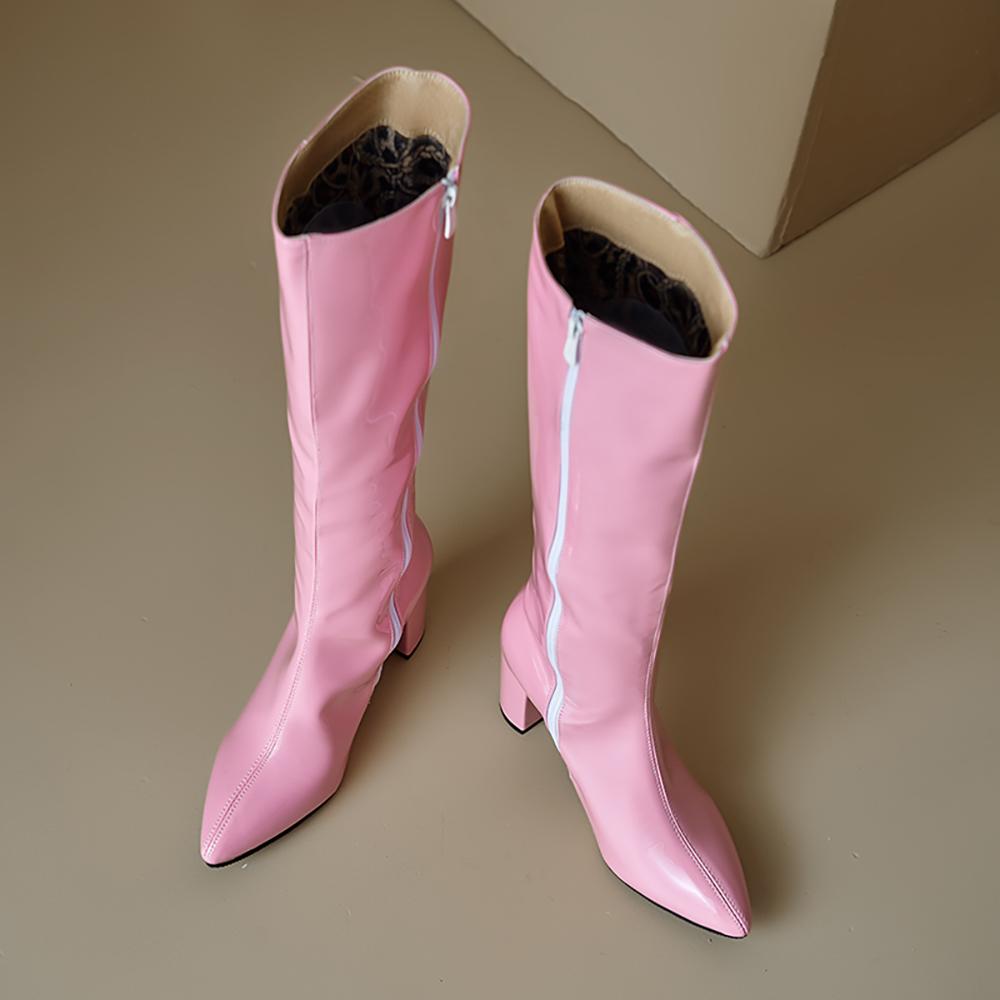 Rot Schwarz Damen Kniehohe Stiefel Hoher Absatz Kleine Große Größe 32 46