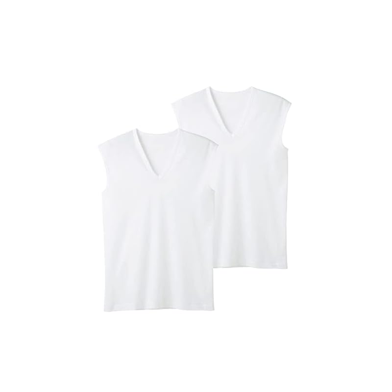 Antibacterial, Odor-resistant, Quick-drying, Ribbed V-neck Sleeveless Undershirt, 2-pack, RC2418C