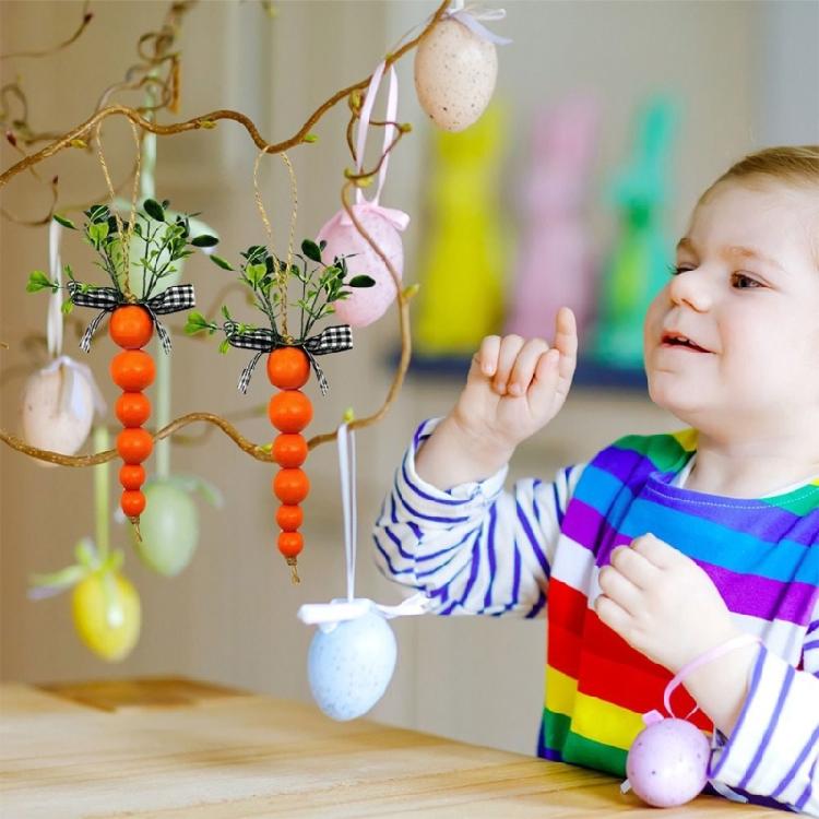 10pcs Easter Carrots Hanging Ornaments for Tree Home Decorations 2023 Kid Gift
