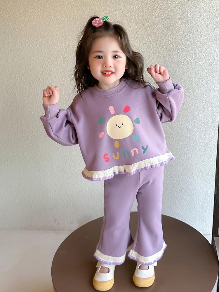 2025 Girls' Stylish Two-Piece Set: Sporty Sweatshirt & Pants for Baby - Perfect for Spring & Autumn