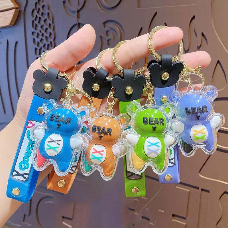 Cute Cartoon Strap Bear Keychain Bag Doll Pendant Car Bag Keychain Pendant Small Gift