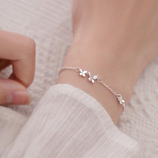 Women Butterfly Bracelet Adjustable Slim Link Chain Bracelet Girls Dainty Rhinestone Butterfly Bracelet Jewelry Gift for Her Friends