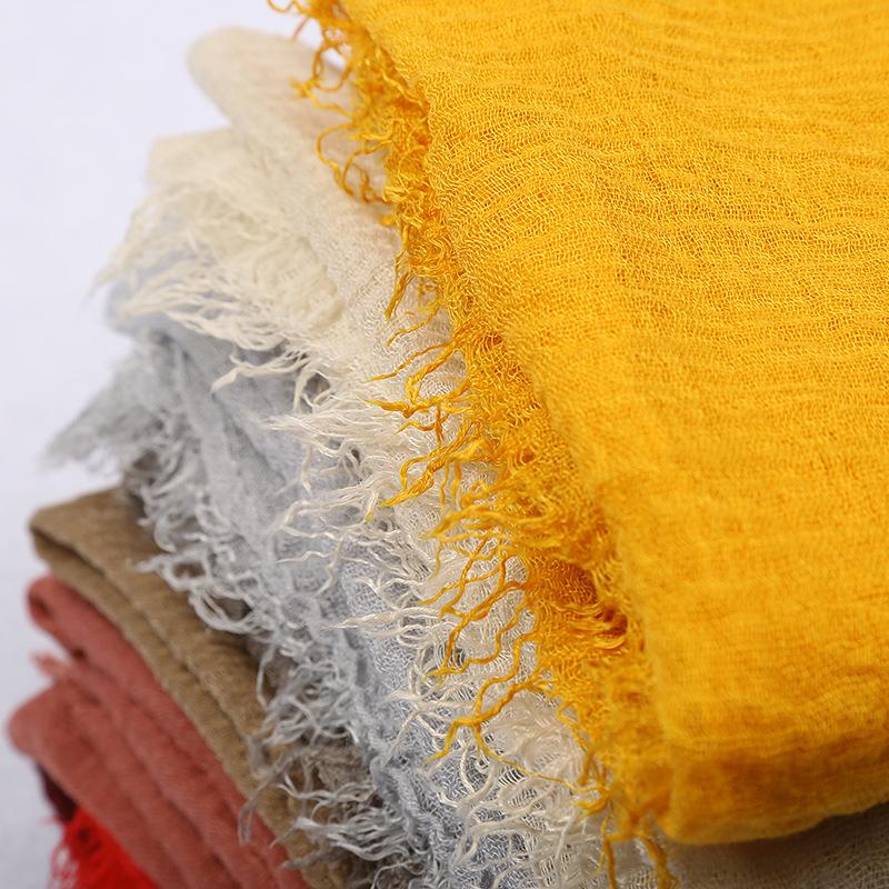 180*90cm Women Muslim Crinkle Hijab Scarf Femme Musulman Cotton Linen Solid Headscarf Islamic Hijab Shawls and Wraps