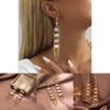 Unique Geometric Faux Pearl Pendant Earrings Stylish Chain Drop Jewelry For Women