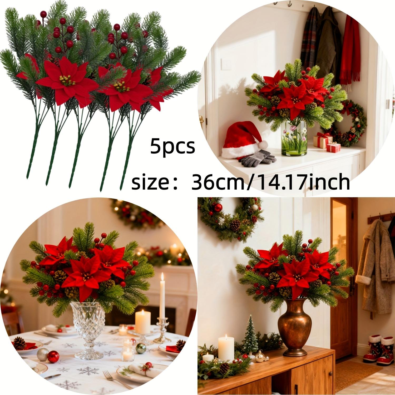 

5-Pack Artificial Poinsettia Bouquet with Pinecones & Berries. For Xmas, Wedding, Home Decor. Indoor & Outdoor Use. Shop Now! зелёный